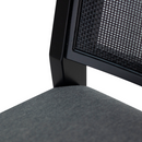 Banqueta de Madera Silvia con Respaldo en Malla y Asiento Tapizado – Negra – Lino Oscuro