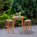 Banqueta Alta de Madera – Color Stain Castaño – Asiento en Cinta Beige