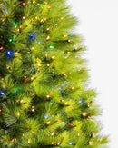 Árbol de Navidad verde de pino de Monterey con ramas largas, soporte de metal y micro LED de colores integrados